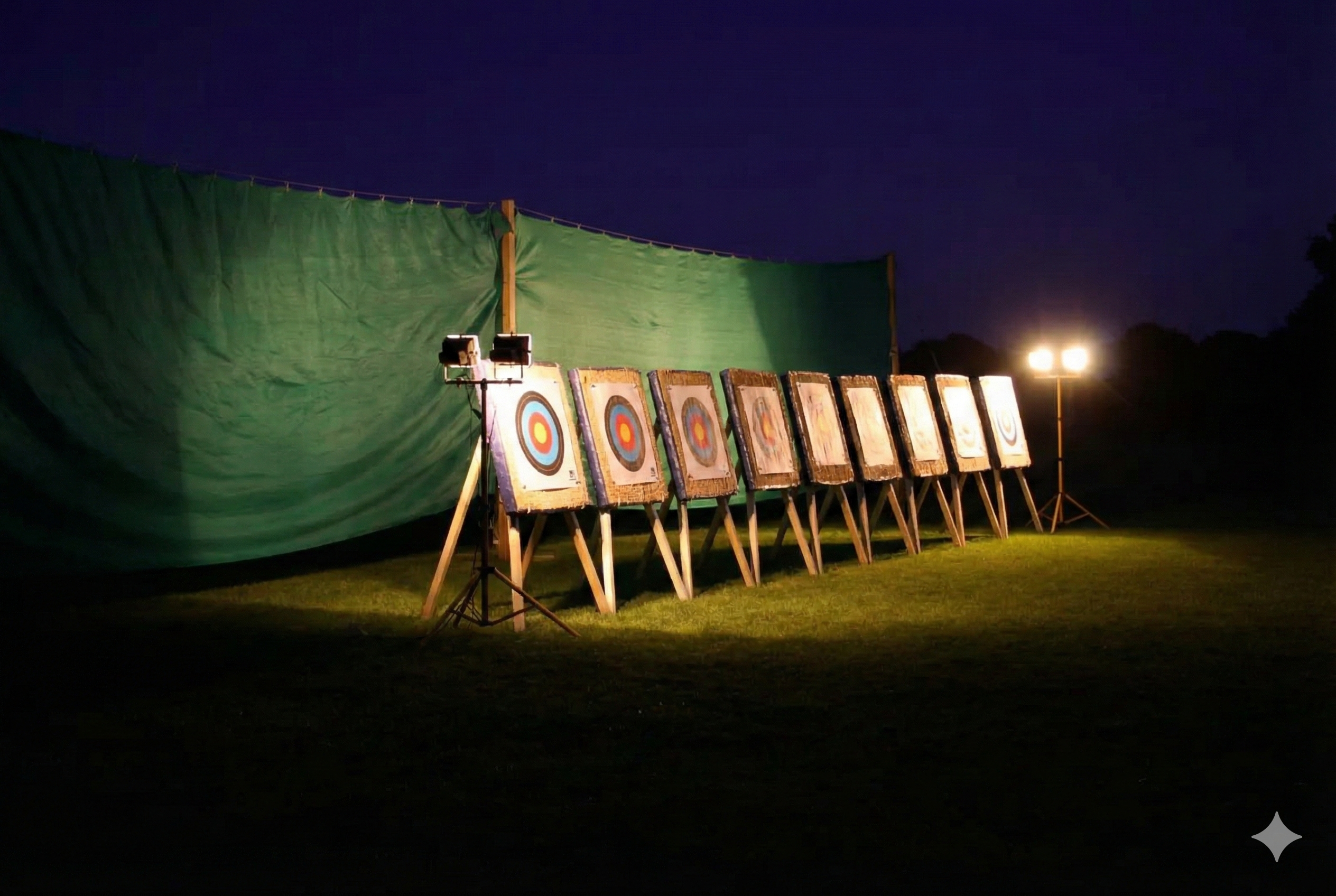 Nachtbogenschießen: besondere Atmosphäre während des Teamevents
